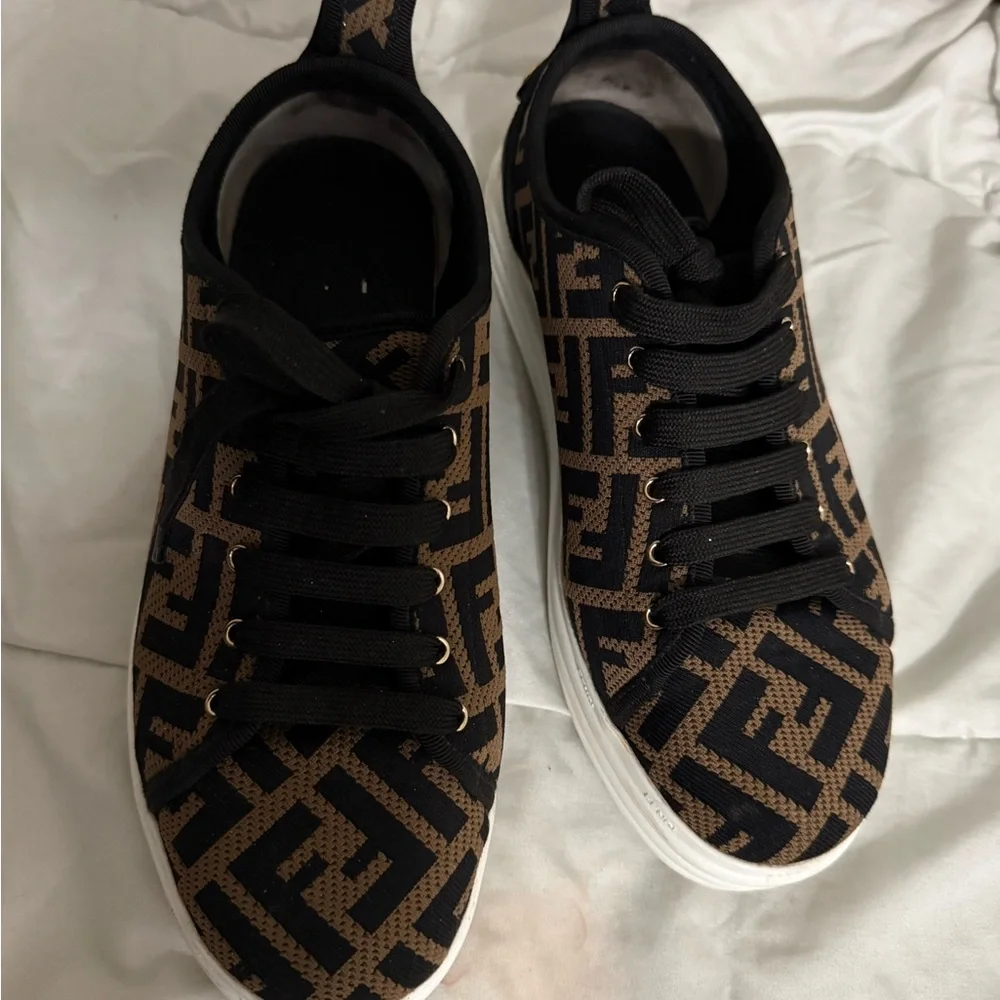 Fendi Black and Brown Patterned Sneakers - Picture 1 of 7
